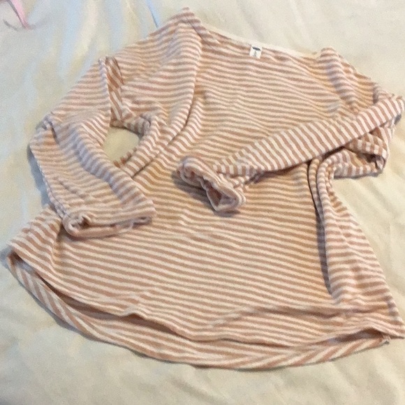 Top, Ivory with tan stripes , long sleeve,Size XL - Picture 2 of 6